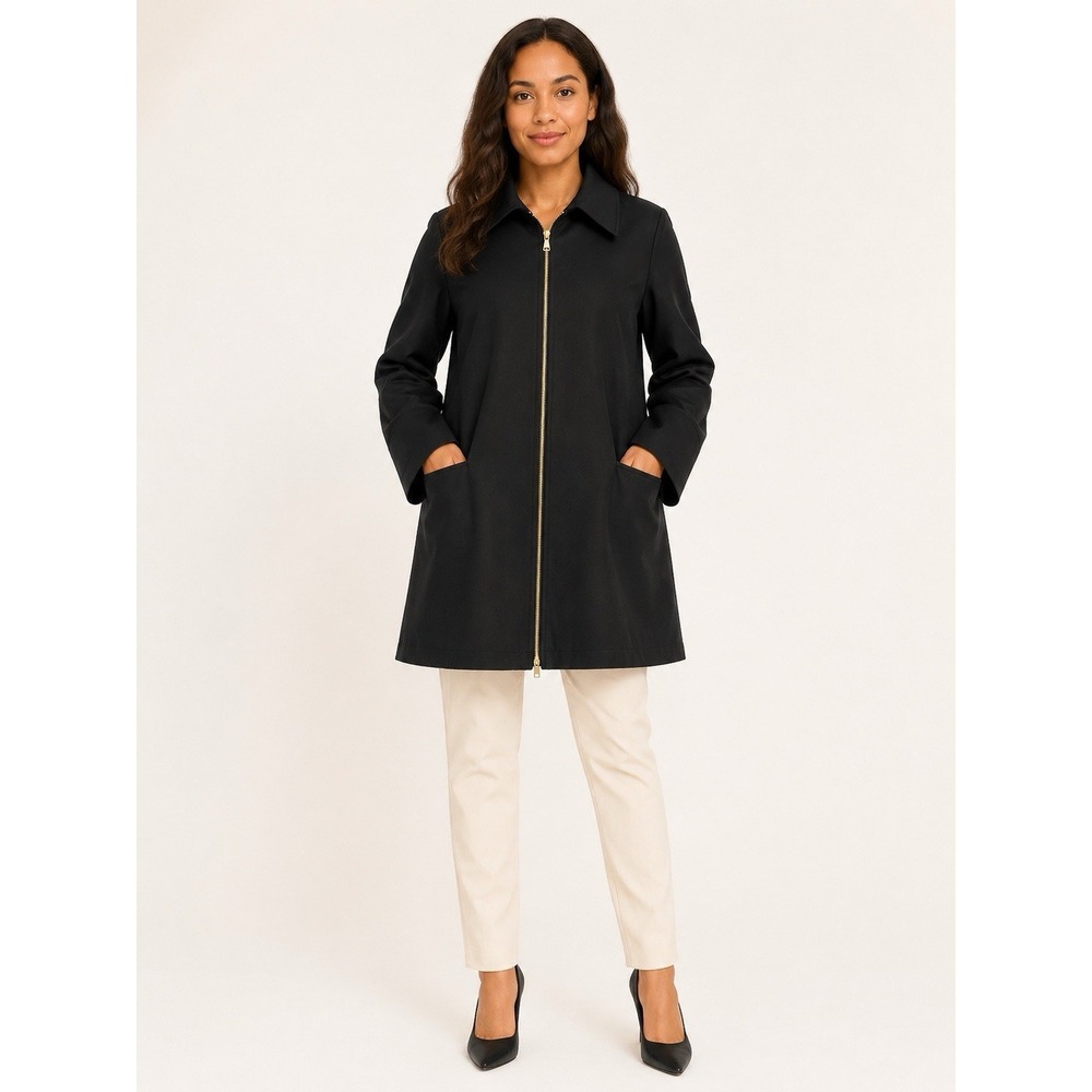 Size S-INC International concept  Women's Black Longline Zip-Front  Trench Coat.